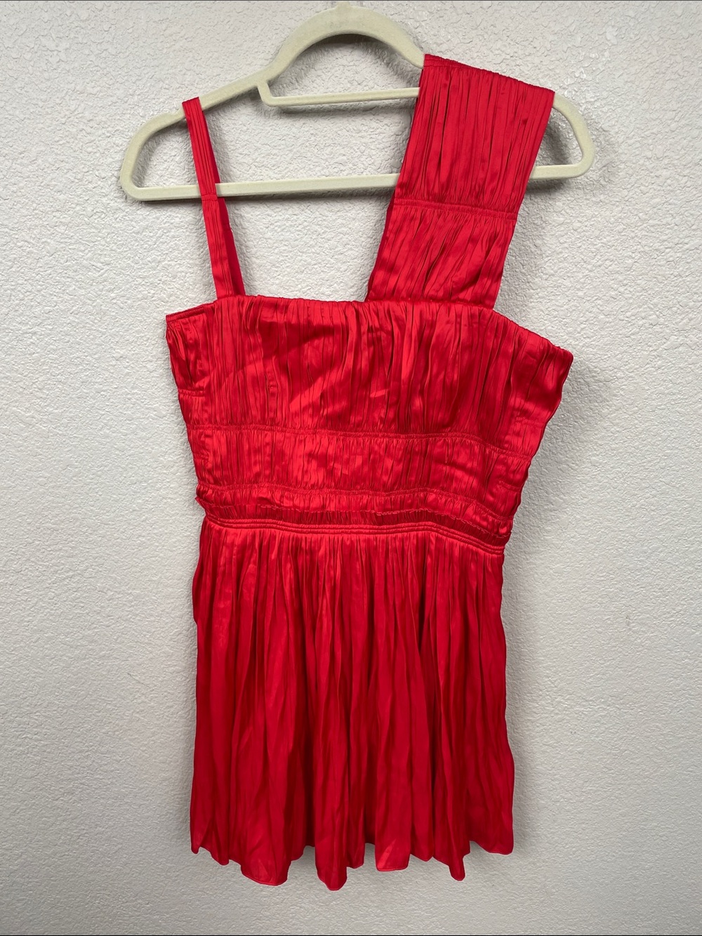 NWT Zadig & Voltaire Roselie Satin Asymmetric Mini Dress Red Sz L - Picture 5 of 14